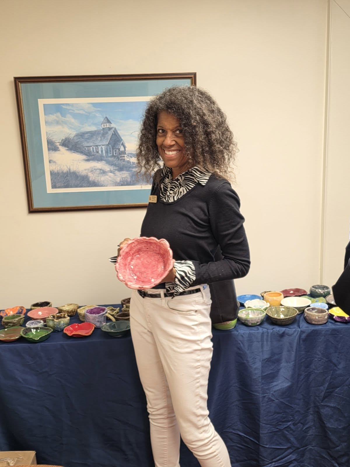 Courtney at Empty Bowls hunger benefit at Saint Andrews Church in Nags Head.