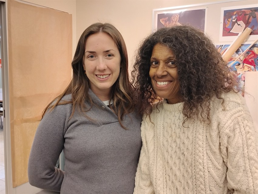 Courtney with the professor of the figure drawing class at College of the Albemarle in Manteo