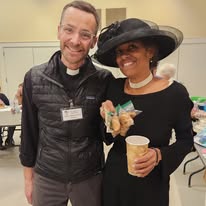 With Father Nathan Finnin at the Pancake Supper Fundraiser - St. Andrews Episcopal Church 